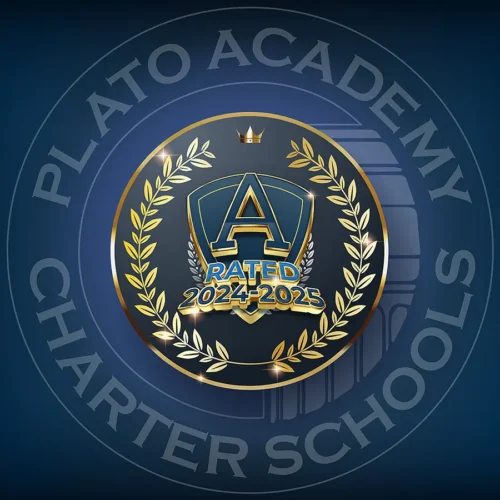 Graphic indicated A-rated distinction for 2024-2025 - Plato Academy Schools - best elementary middle school high school-rating 2024-2025-