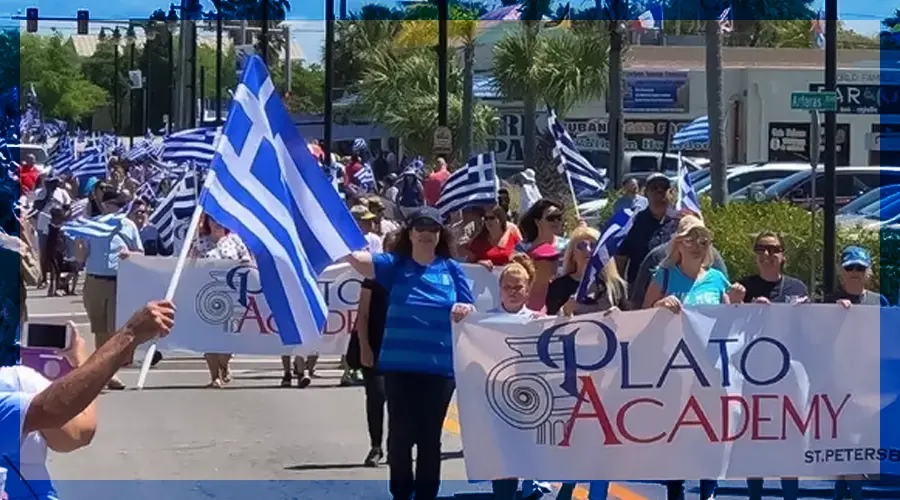 Plato Academy Schools at the Greek parade Tarpon Springs FL