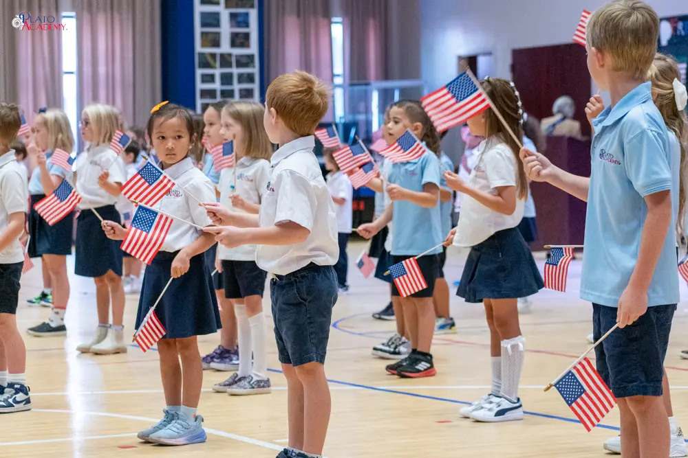 Plato Academy students celebrate the Greek OHI Day and Veterans Day