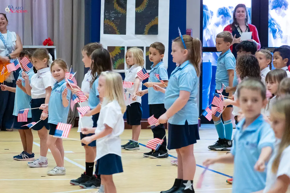 Plato Academy students celebrate the Greek OHI Day and Veterans Day
