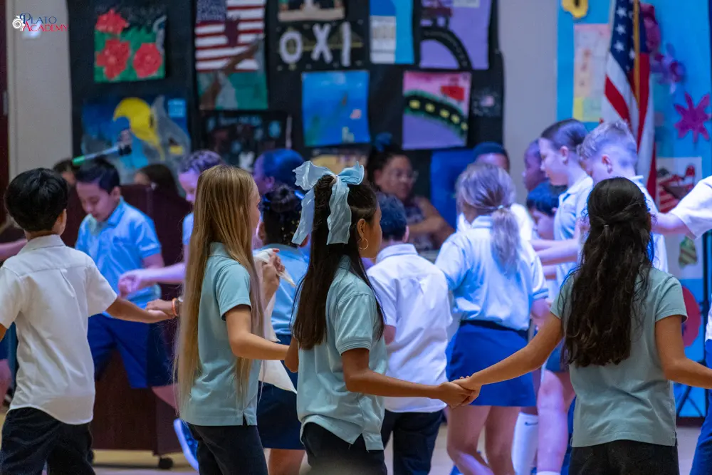 Plato Academy students celebrate the Greek OHI Day and Veterans Day