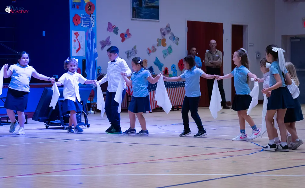 Plato Academy students celebrate the Greek OHI Day and Veterans Day