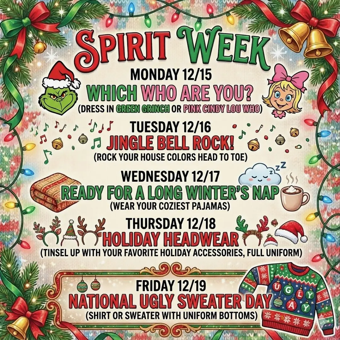 Plato Academy Clearwater Spirit Week Graphic