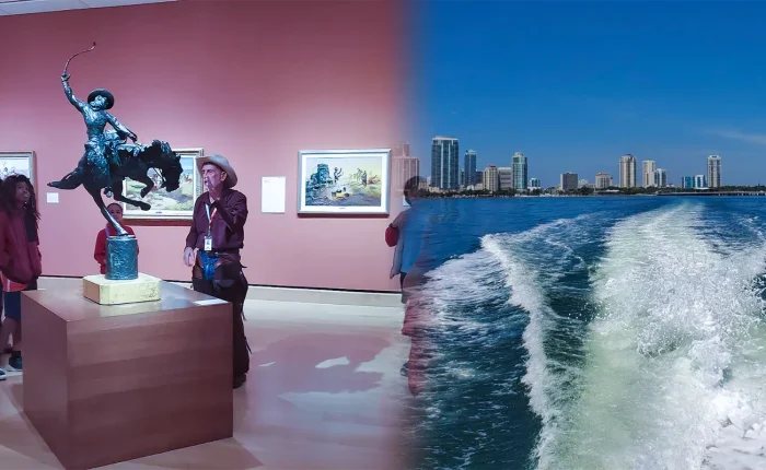 Plato Academy Seminole sixth grade students on a wildlife eco tour with Tampa Watch in Tampa Bay, Florida, as part of a history and civics field trip that also included a visit to the James Museum of Western and Wildlife Art in St. Petersburg.