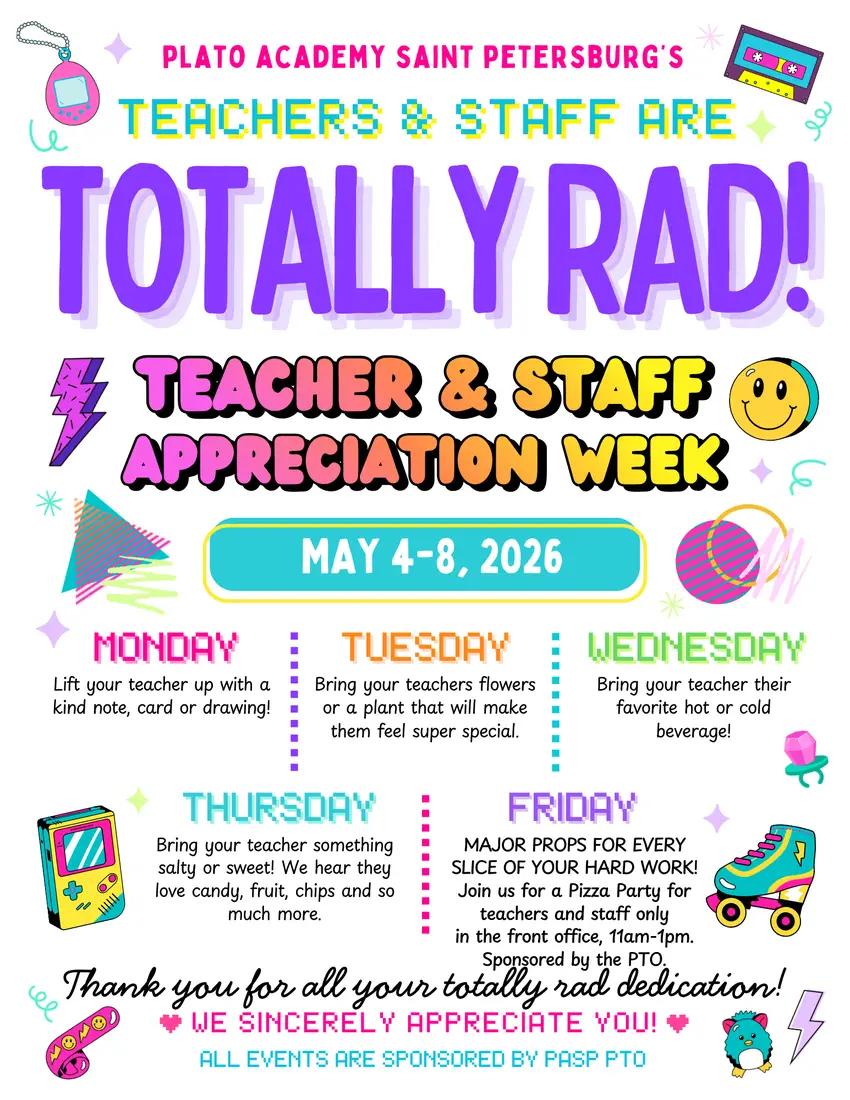 Plato Academy of St. Petersburg Teacher Appreciation week 2026