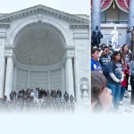 Plato Academy students stand in front of the Lincoln Memorial during their April 24-26 Washington DC field trip, exploring American history and government sites.